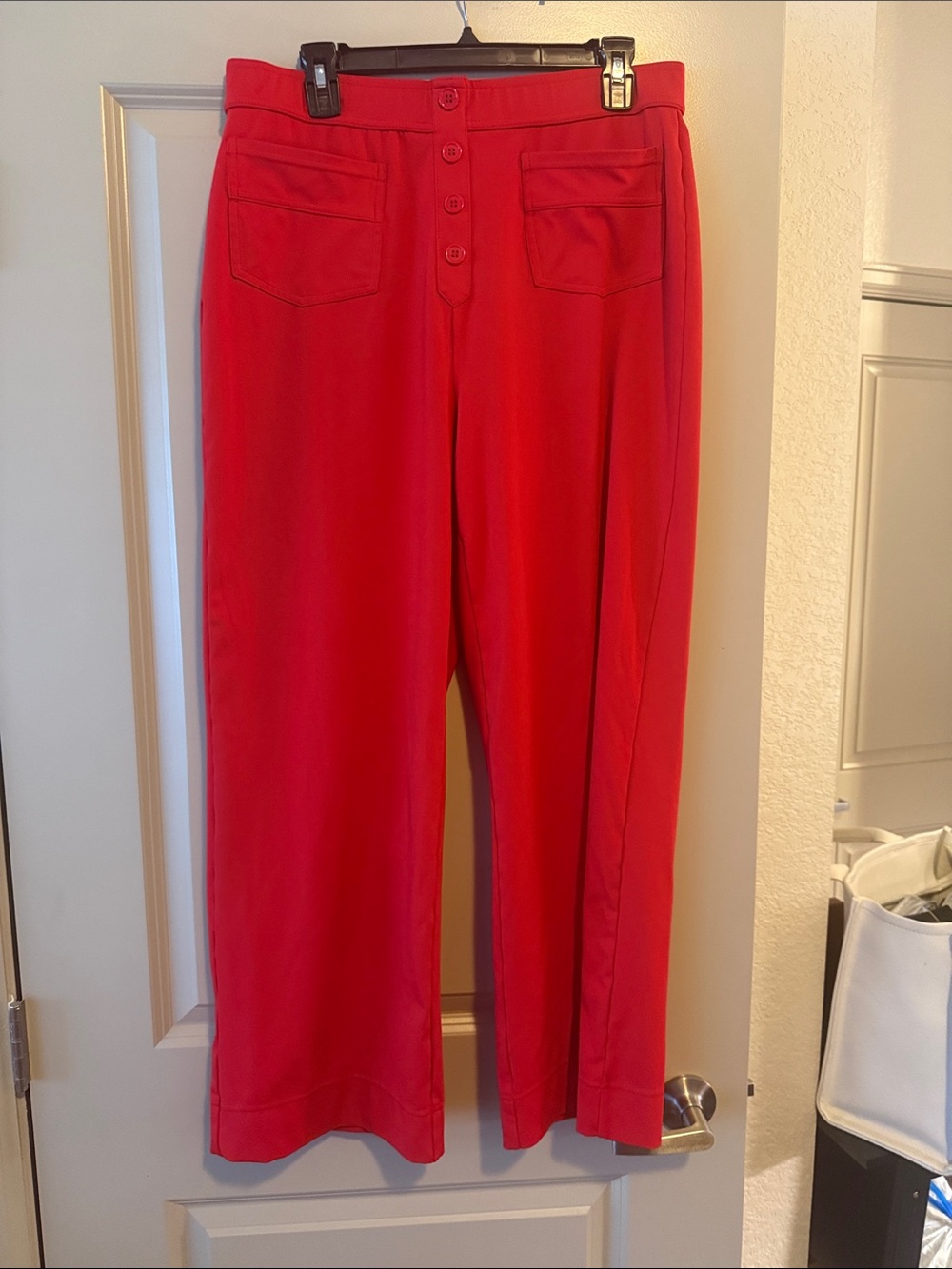Halara Red Wide-Leg Women's Pants - Classic Button Front